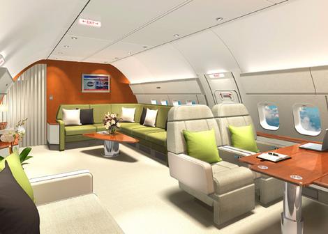 Luxury private jet interior